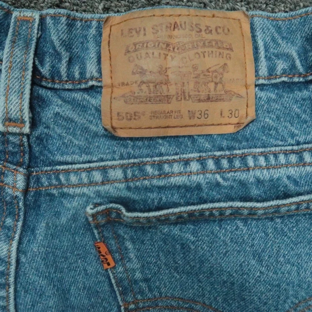 VINTAGE Levis Jeans Mens 33x30 Blue 505 Orange Tab Straight 5‎ Pocket 90s Y2K